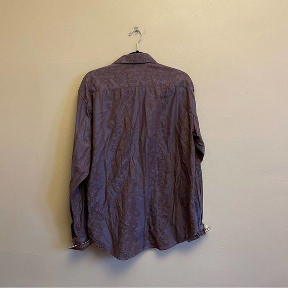 Robert Graham L business casual button down shirt purple stripe - Picture 6 of 8